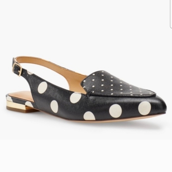 Talbots Polka Dot Slingback Women's Shoes Size 6.5 Black White - Picture 2 of 7